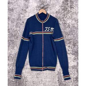 Vintage 40s Sweater Cardigan Varsity Knit Striped Chain Stitch Full WICO Zip